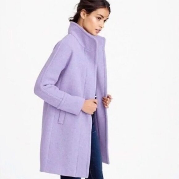 J.Crew Cocoon Two-Way Zip French Purple Coat Petite 2P - Picture 2 of 10